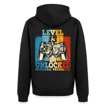 Geburtstag 13 Offizielle Teenager Junge Level 13 - Unisex Premium Bio Zip Hoodie - Schwarz - Hinten - Nico (187cm)