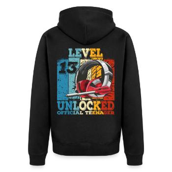 Geburtstag 13 Offizielle Teenager Junge Level 13 - Unisex Premium Bio Zip Hoodie - Schwarz - Hinten - Nico (187cm)