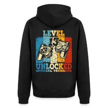 Geburtstag 13 Offizielle Teenager Junge Level 13 - Unisex Premium Bio Zip Hoodie - Schwarz - Hinten - Nico (187cm)