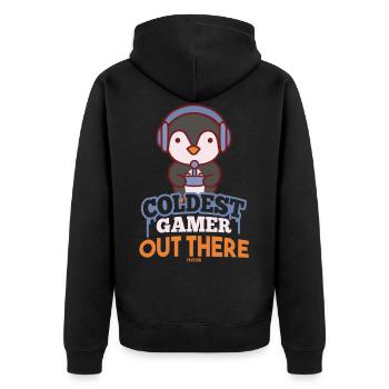 Penguin South Pole play geek gaming - Unisex Premium Organic Zip Hoodie - black - Back - Nico (187cm)