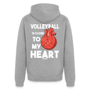 Volley-ball - Veste à capuche bio Premium Unisexe - gris chiné - Dos - Nico (187cm)