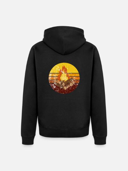 Lagerfeuer Camping Retro - Unisex Premium Bio Zip Hoodie - Schwarz