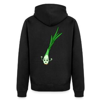Comic Frühlingszwiebel - Unisex Premium Bio Zip Hoodie - Schwarz - Hinten - Nico (187cm)