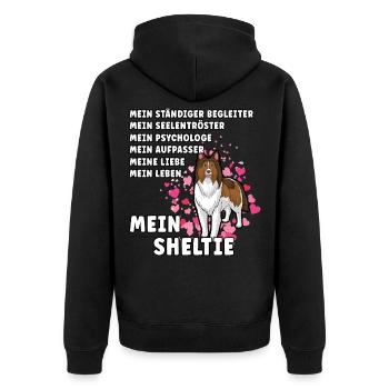 Mein Sheltie Hundehalter Hundeliebhaber - Unisex Premium Bio Zip Hoodie - Schwarz - Hinten - Nico (187cm)