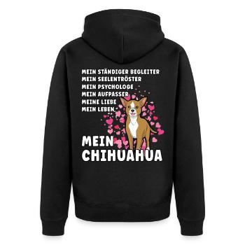 Mein Chihuahua Hundehalter Hundeliebhaber - Unisex Premium Bio Zip Hoodie - Schwarz - Hinten - Nico (187cm)