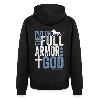 Chemise Jésus-Christ Armure Ephésiens 6, 10 - Veste à capuche bio Premium Unisexe - noir - Dos - Nico (187cm)