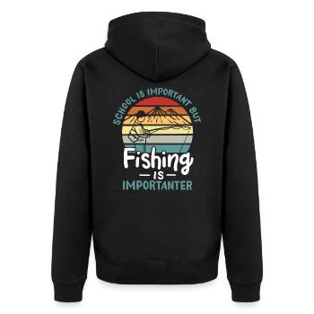 Fishing Fishing Is Importanter - Unisex Premium Organic Zip Hoodie - black - Back - Nico (187cm)