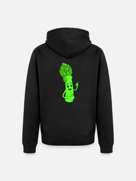 Comic green asparagus - Unisex Premium Organic Zip Hoodie - black