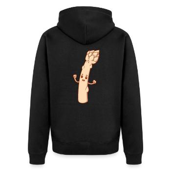 Comic Asparagus - Unisex Premium Organic Zip Hoodie - black - Back - Nico (187cm)
