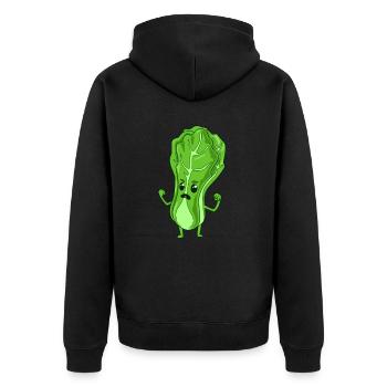 Comic Salatkopf - Unisex Premium Bio Zip Hoodie - Schwarz - Hinten - Nico (187cm)