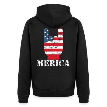 Merica Rock N' Roll Freedom Diversity Rights - Unisex Premium Organic Zip Hoodie - black - Back - Nico (187cm)