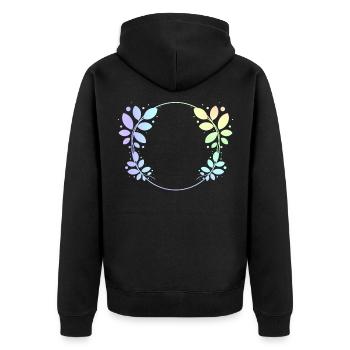 Colorful Round Frame Leaves Wreath Decoration - Unisex Premium Organic Zip Hoodie - black - Back - Nico (187cm)