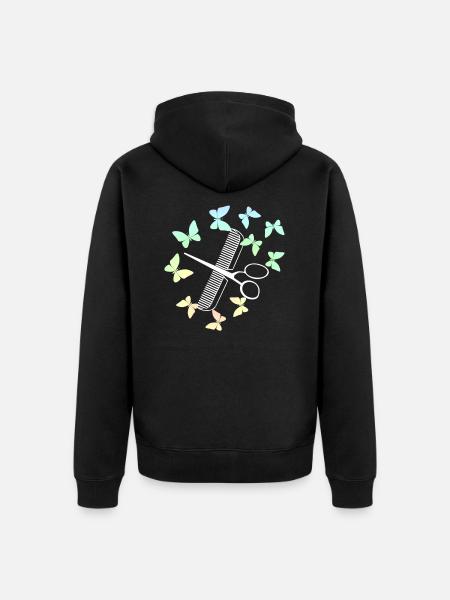 Firseur coiffeuse Ciseaux papillons - Veste à capuche bio Premium Unisexe - noir