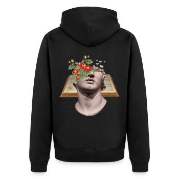David Statue Shirt für Kunstliebhaber - Unisex Premium Bio Zip Hoodie - Schwarz - Hinten - Nico (187cm)