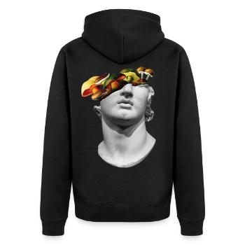 Goblincore Aesthetics Shirt für Pilzsammler - Unisex Premium Bio Zip Hoodie - Schwarz - Hinten - Nico (187cm)