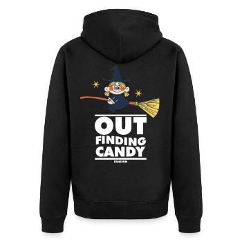 Hexe - Unisex Premium Bio Zip Hoodie - Schwarz - Hinten - Nico (187cm)