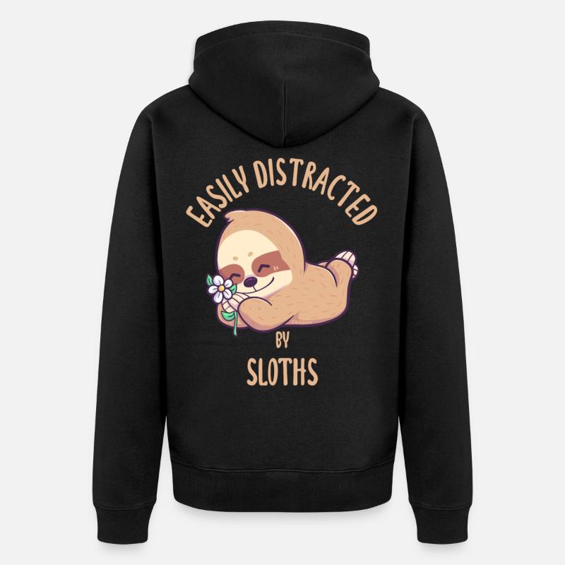Easily Distracted By Sloths - Veste à capuche bio Premium Unisexe - noir