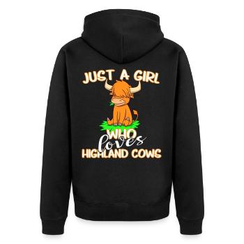 Just A Girl Who Loves Highland Cows - Unisex Premium Organic Zip Hoodie - black - Back - Nico (187cm)