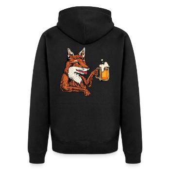 Prost - Fuchs trinkt Bier - Bierfest - Unisex Premium Bio Zip Hoodie - Schwarz - Hinten - Nico (187cm)