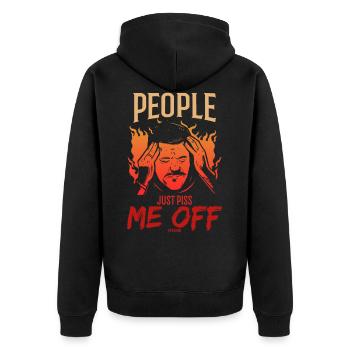 People Just Piss Me Off - Unisex Premium Bio Zip Hoodie - Schwarz - Hinten - Nico (187cm)
