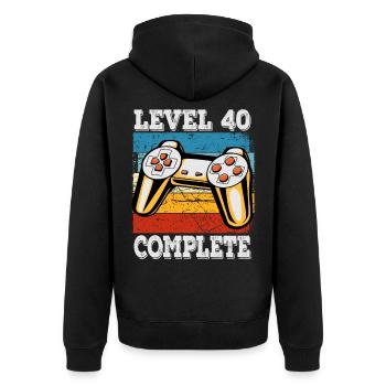 40 ans de t-shirt d’anniversaire pour les joueurs - Veste à capuche bio Premium Unisexe - noir - Dos - Nico (187cm)