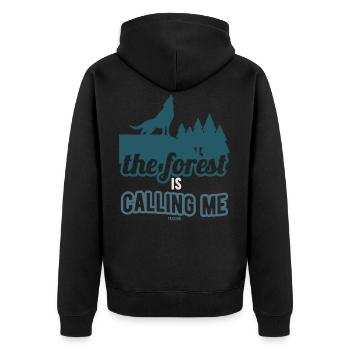 The forest calls me - Unisex Premium Organic Zip Hoodie - black - Back - Nico (187cm)