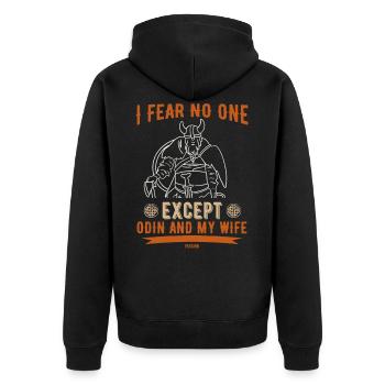 I fear no one except odin and my wife - Veste à capuche bio Premium Unisexe - noir - Dos - Nico (187cm)