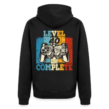 Herren Level 40 Complete De chemise d’anniversaire Gamer - Veste à capuche bio Premium Unisexe - noir - Dos - Nico (187cm)