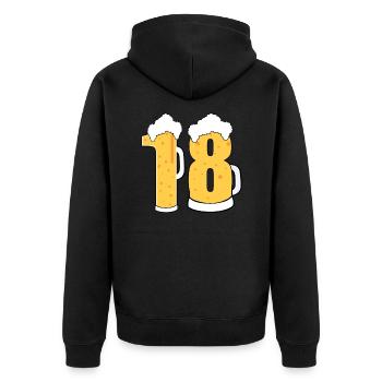 18 Jahre Zahl Bier Geburtstag Dekoration - Unisex Premium Bio Zip Hoodie - Schwarz - Hinten - Nico (187cm)