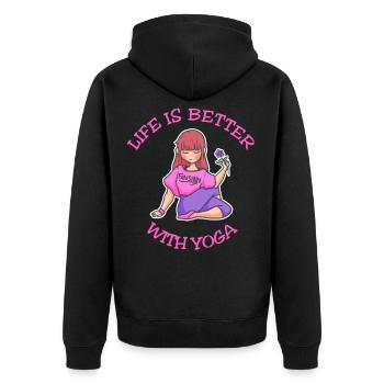 Life Is Better With Yoga Girl - Veste à capuche bio Premium Unisexe - noir - Dos - Nico (187cm)
