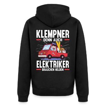 Klempner Sanitär Handwerker Gas Wasser Scheiße - Unisex Premium Bio Zip Hoodie - Schwarz - Hinten - Nico (187cm)