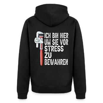 Klempner Sanitär Handwerker Gas Wasser Scheiße - Unisex Premium Bio Zip Hoodie - Schwarz - Hinten - Nico (187cm)