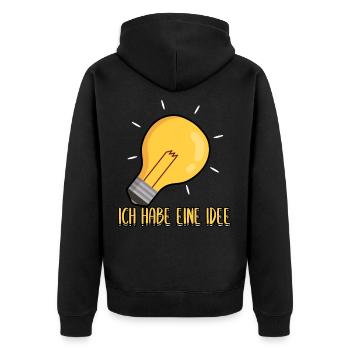 Elektriker Strom Handwerker Ich hab eine Idee - Unisex Premium Bio Zip Hoodie - Schwarz - Hinten - Nico (187cm)