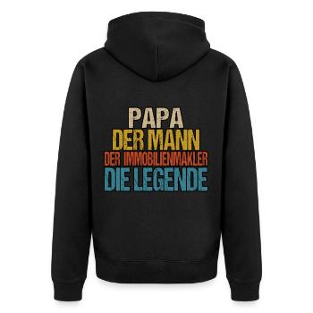 Papa der Mann der Immobilienmakler die Legende - Unisex Premium Bio Zip Hoodie - Schwarz - Hinten - Nico (187cm)