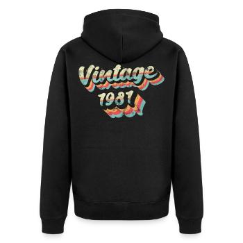 Vintage Jahrgang 1981 Geburtstag - Unisex Premium Bio Zip Hoodie - Schwarz - Hinten - Nico (187cm)