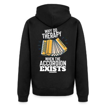 Akkordeon - Unisex Premium Bio Zip Hoodie - Schwarz - Hinten - Nico (187cm)