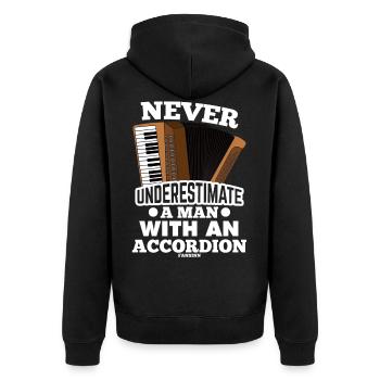 Opa spielt Akkordeon - Unisex Premium Bio Zip Hoodie - Schwarz - Hinten - Nico (187cm)