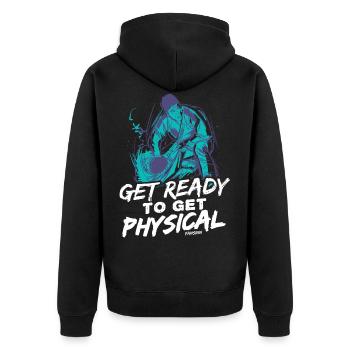 Aikido - Unisex Premium Organic Zip Hoodie - black - Back - Nico (187cm)