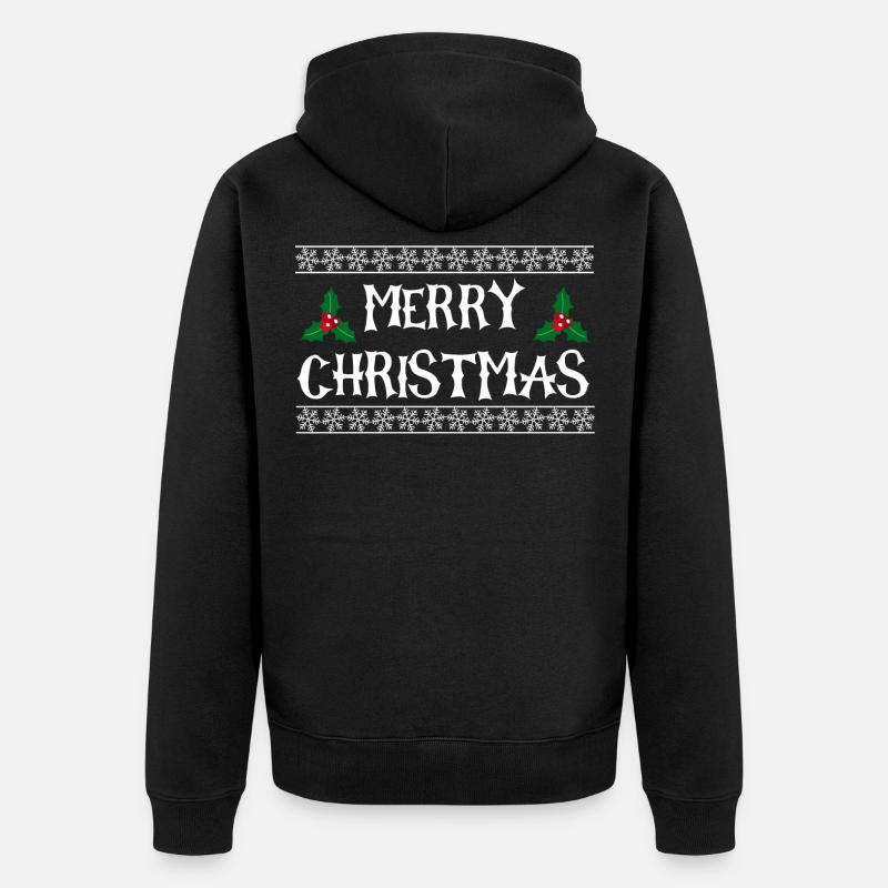 Joyeux Noël avec cadre houx - Veste à capuche bio Premium Unisexe - noir