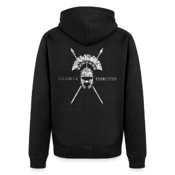 Römischer Zenturio - Gloria Exercitus - Unisex Premium Bio Zip Hoodie - Schwarz - Hinten - Nico (187cm)