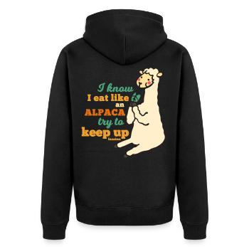 Je sais que je mange comme un alpaga essayer de suivre - Veste à capuche bio Premium Unisexe - noir - Dos - Nico (187cm)