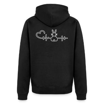 ECG rabbit heart line With heart gift - Unisex Premium Organic Zip Hoodie - black - Back - Nico (187cm)