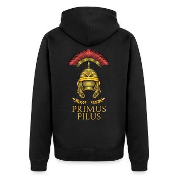 Römischer Legionär - Primus Pilus - Unisex Premium Bio Zip Hoodie - Schwarz - Hinten - Nico (187cm)