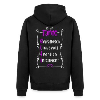 Elfi - beste Tante - Unisex Premium Bio Zip Hoodie - Schwarz - Hinten - Nico (187cm)