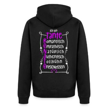 Renate - beste Tante - Unisex Premium Bio Zip Hoodie - Schwarz - Hinten - Nico (187cm)