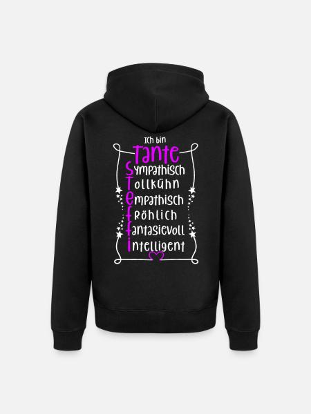Steffi - beste Tante - Unisex Premium Bio Zip Hoodie - Schwarz