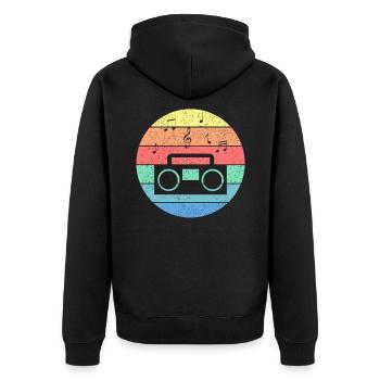 90er Jahre 1990er Neunziger Outfit Mottoparty 80er - Unisex Premium Bio Zip Hoodie - Schwarz - Hinten - Nico (187cm)