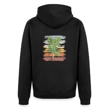 Kräuter Basilikum Retro Design - Unisex Premium Bio Zip Hoodie - Schwarz - Hinten - Nico (187cm)