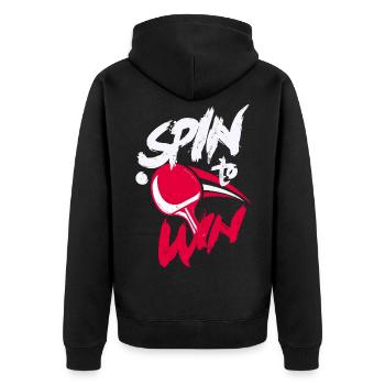 Tischtennis lustiges Geschenk - Unisex Premium Bio Zip Hoodie - Schwarz - Hinten - Nico (187cm)