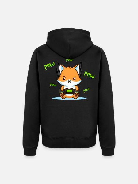 Pew Pew Pew Fuchs - Unisex Premium Bio Zip Hoodie - Schwarz
